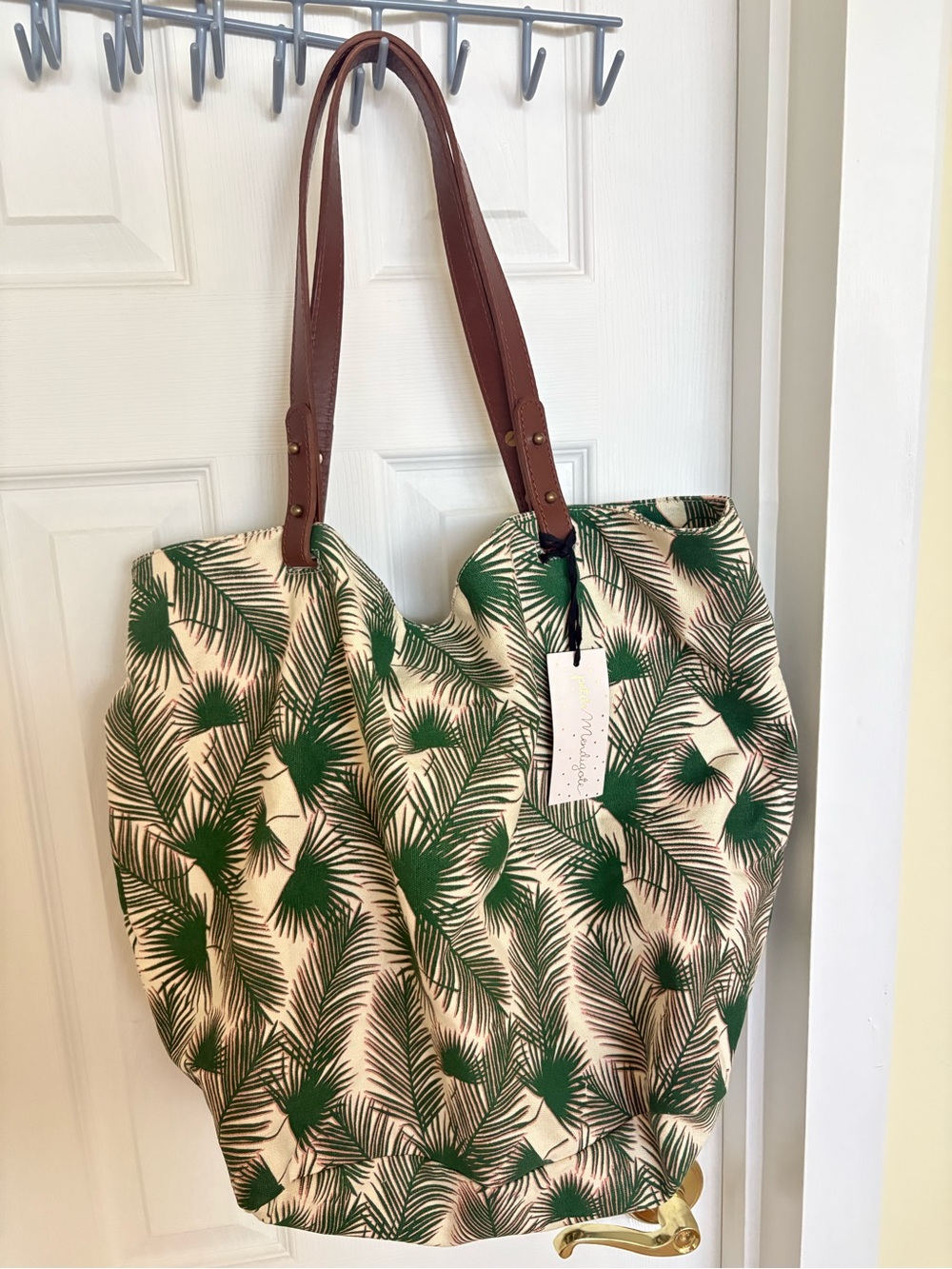 Petite Mendigote Palm-Print Canvas Tote